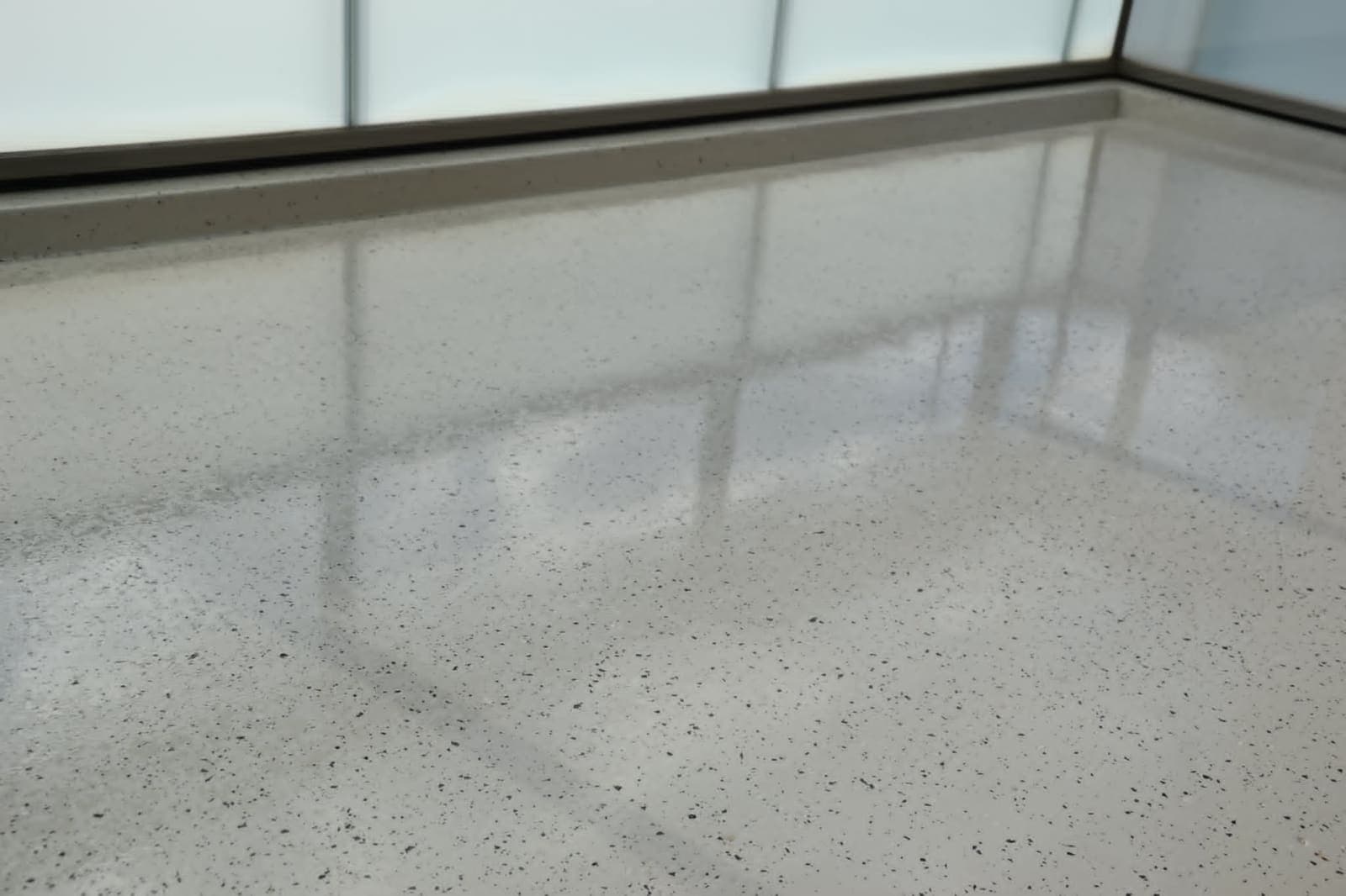 Balcony floor buffed to a shine — After